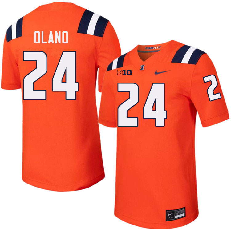 #24 David Olano Illinois Fighting Illini Football Jersey,Uniforms-Orange